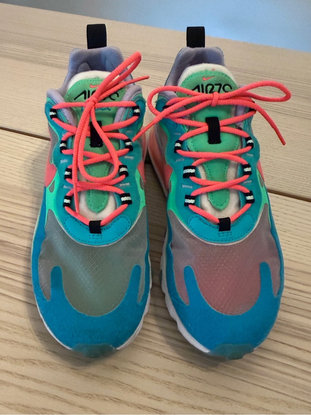 Nike Air Max 270 React Electro Green Lagoon Women’s 7.5 Colorful Sneakers - Picture 5 of 9